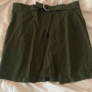 Olive denim mini skirt